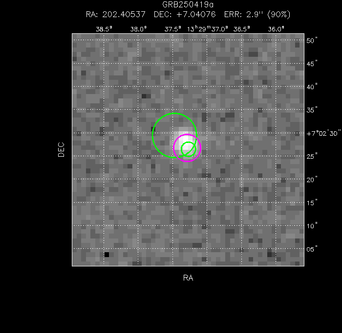 V-band image with the final position and all component positions