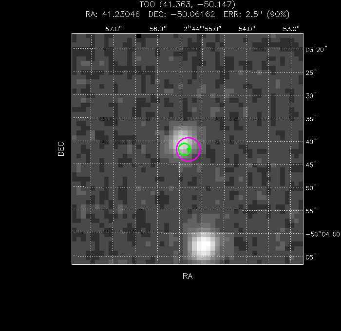 V-band image with the final position and all component positions
