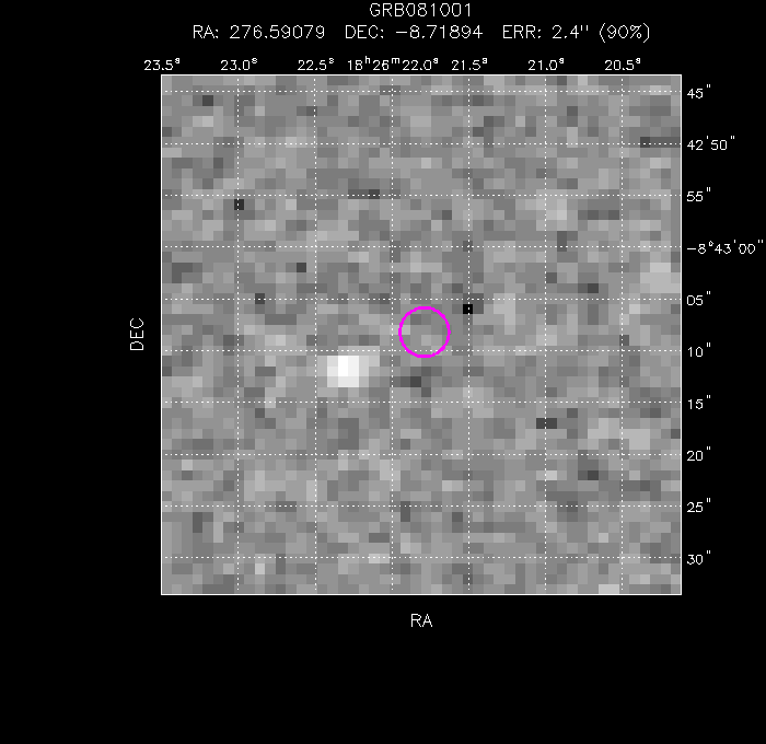 UVOT image with the final position