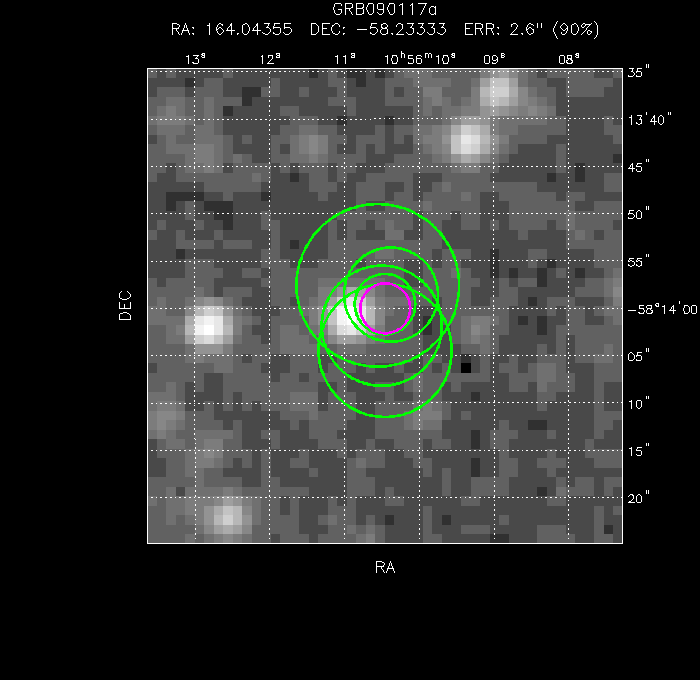 V-band image with the final position and all component positions