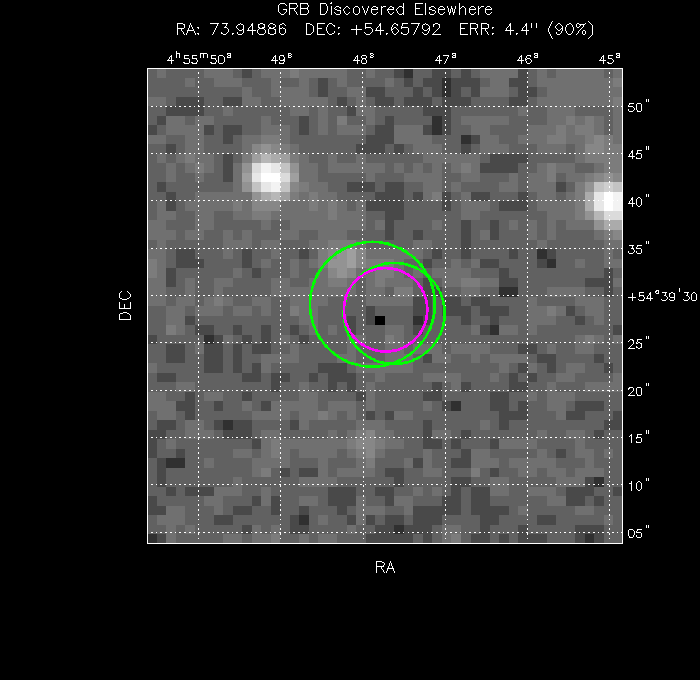 V-band image with the final position and all component positions