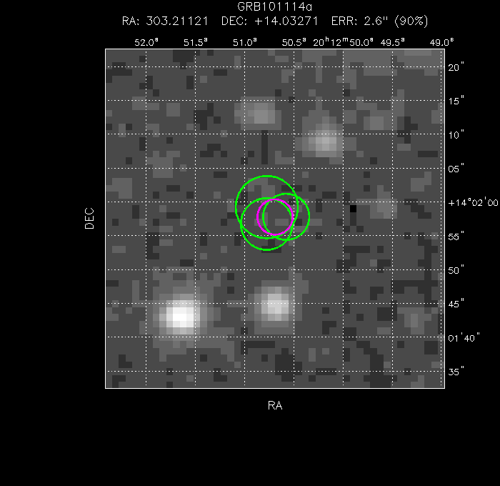 V-band image with the final position and all component positions