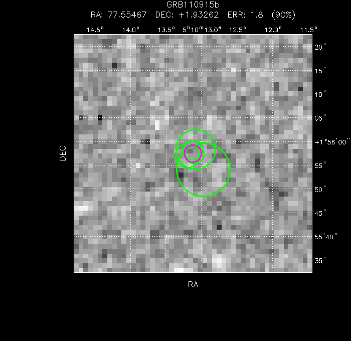 V-band image with the final position and all component positions