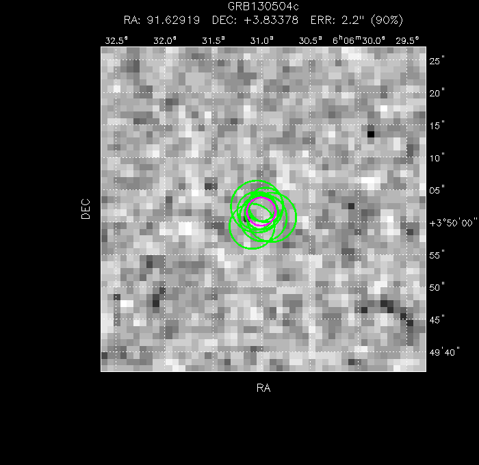 V-band image with the final position and all component positions