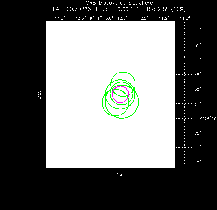 V-band image with the final position and all component positions