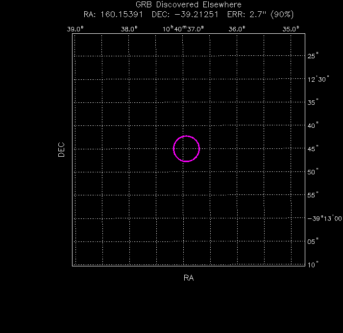 UVOT image with the final position