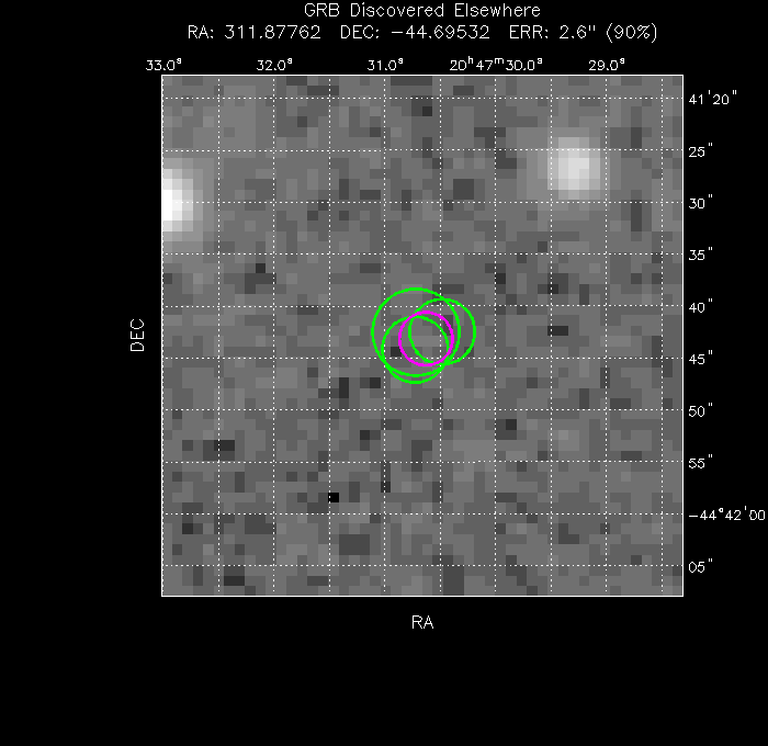 V-band image with the final position and all component positions