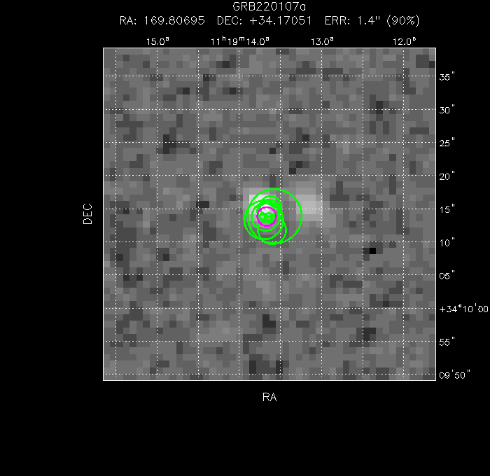 V-band image with the final position and all component positions