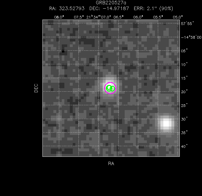 V-band image with the final position and all component positions