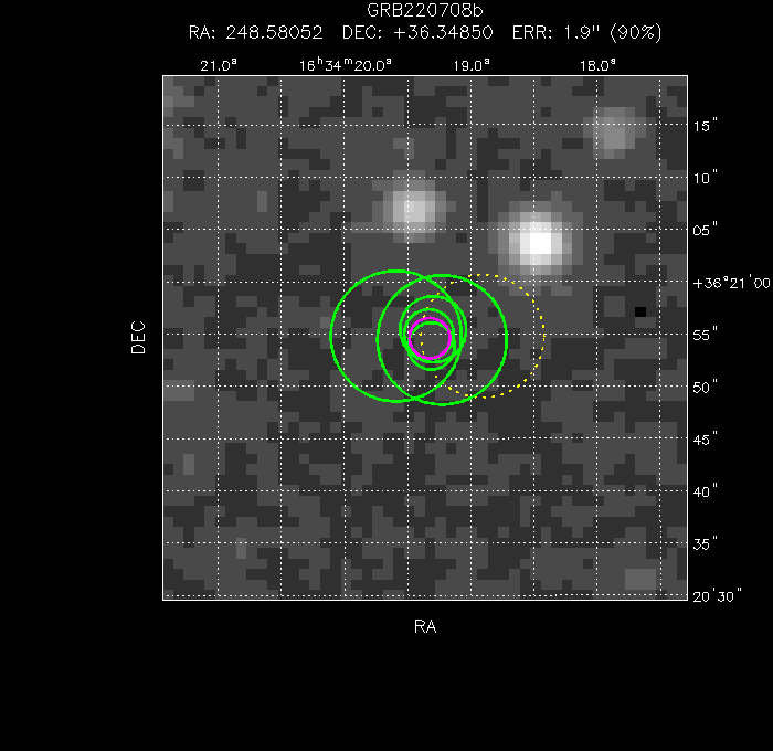 V-band image with the final position and all component positions