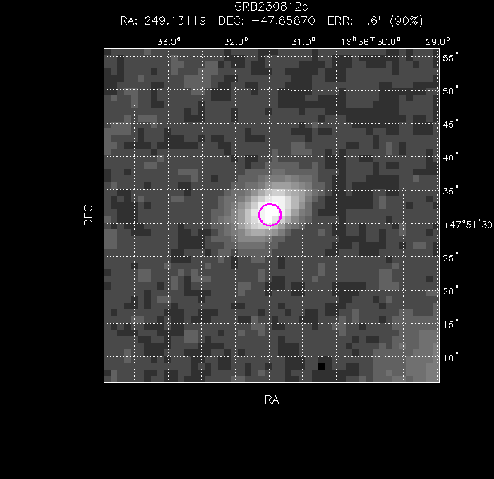 UVOT image with the final position