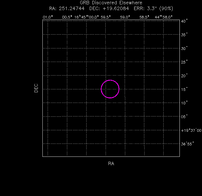 UVOT image with the final position