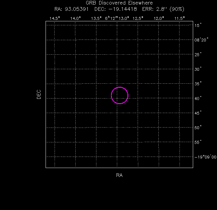 UVOT image with the final position