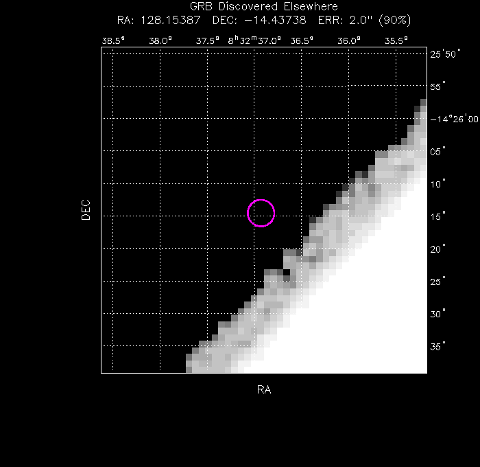 UVOT image with the final position