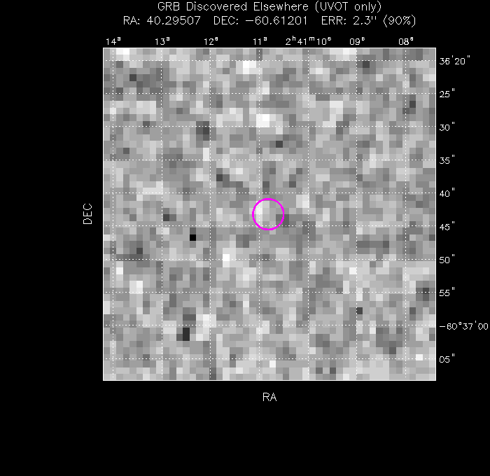 UVOT image with the final position