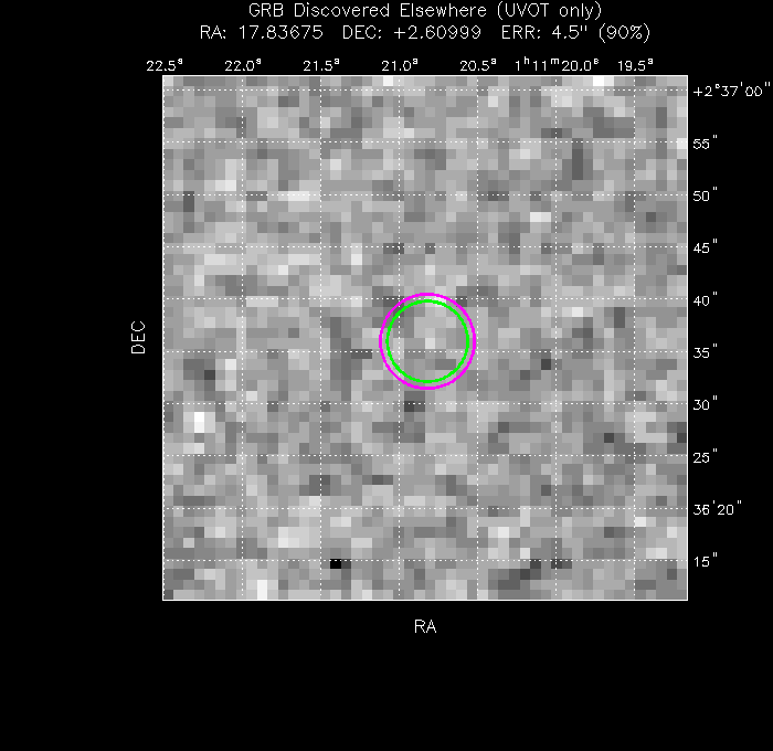 V-band image with the final position and all component positions