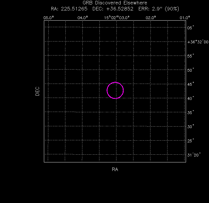 UVOT image with the final position