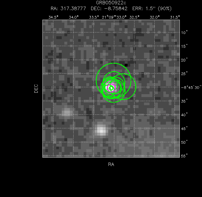 V-band image with the final position and all component positions