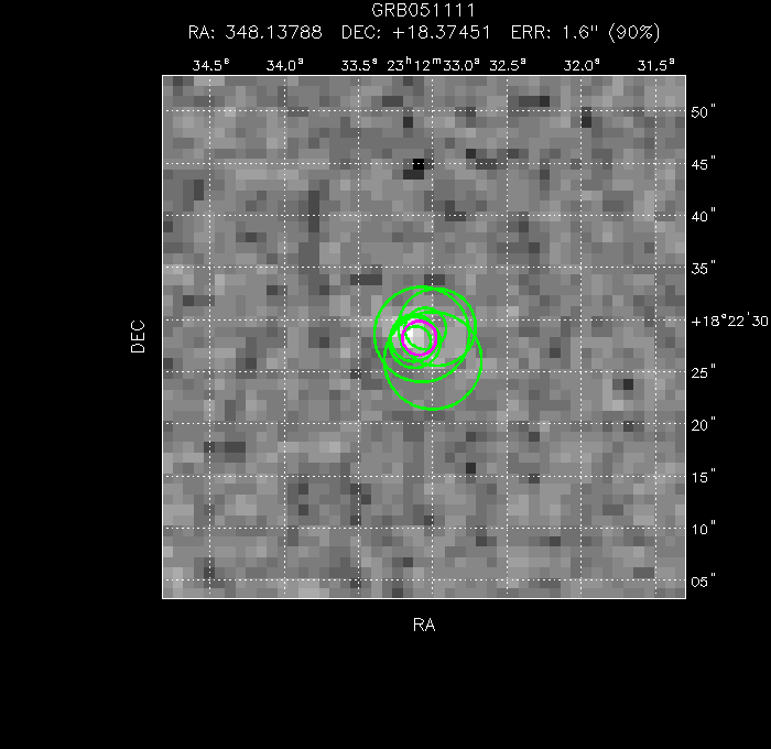 V-band image with the final position and all component positions