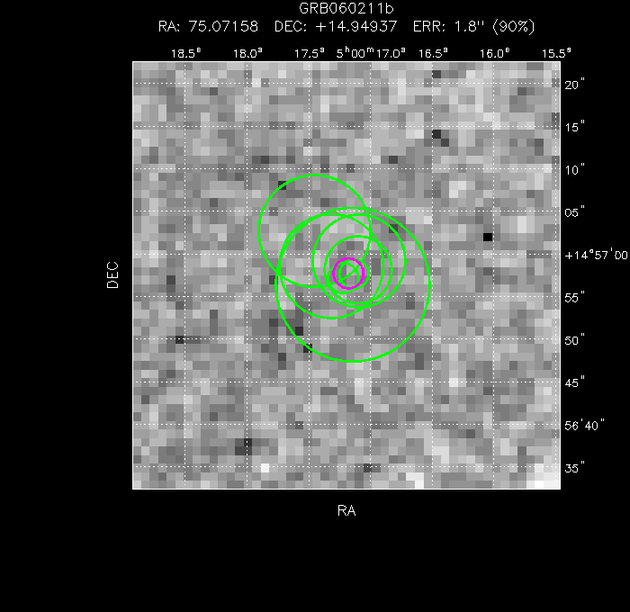 V-band image with the final position and all component positions