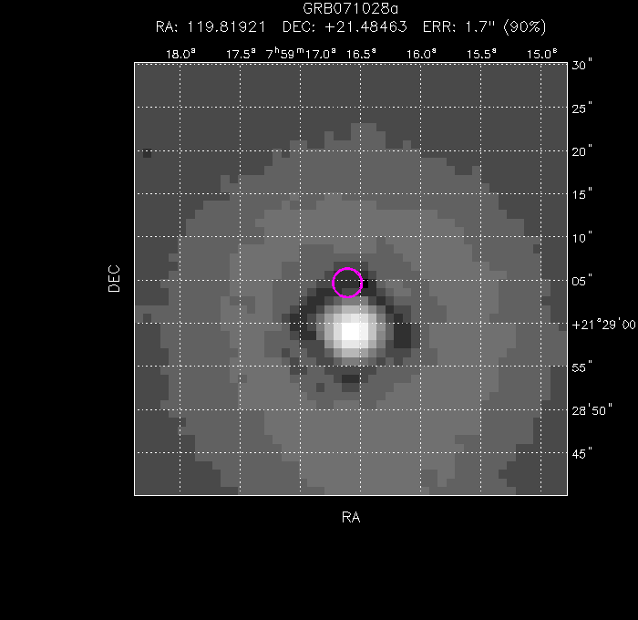 UVOT image with the final position