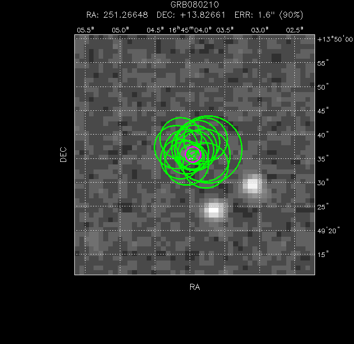 V-band image with the final position and all component positions