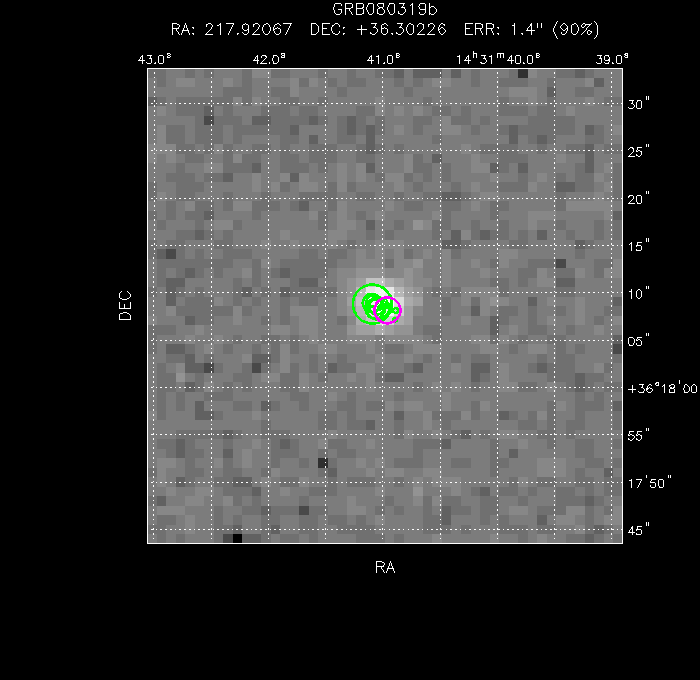 V-band image with the final position and all component positions