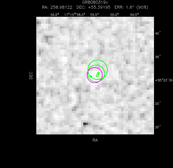 V-band image with the final position and all component positions