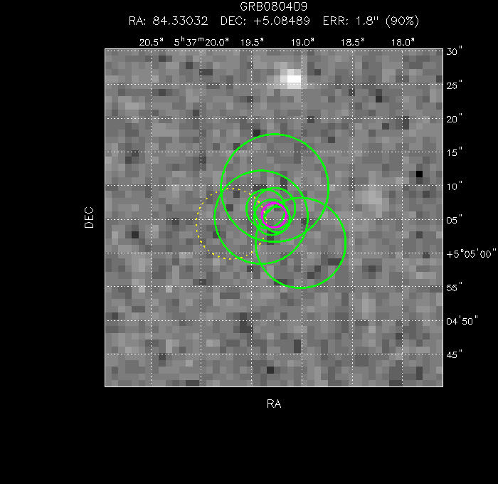 V-band image with the final position and all component positions