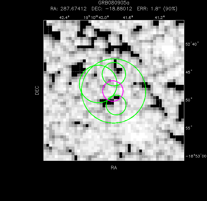 V-band image with the final position and all component positions