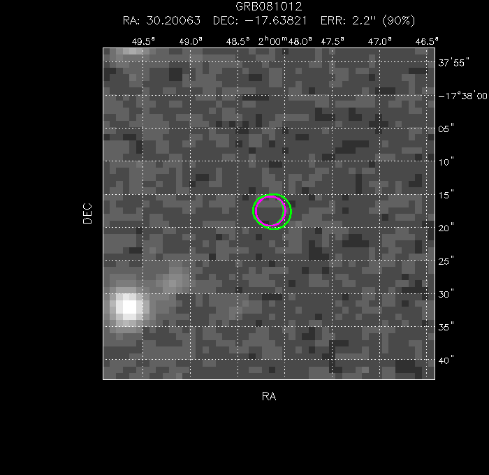 V-band image with the final position and all component positions