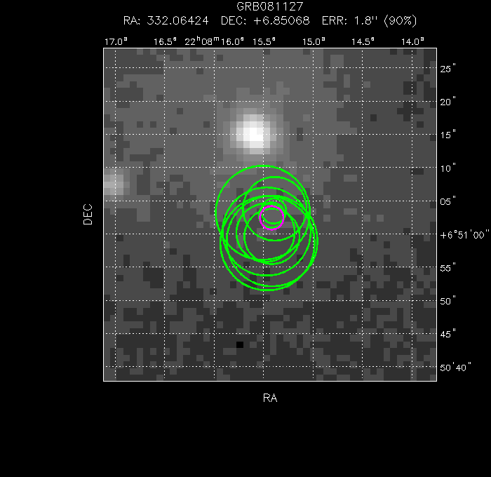 V-band image with the final position and all component positions