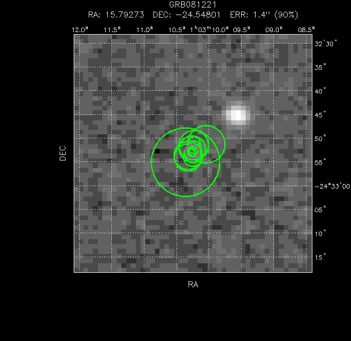 V-band image with the final position and all component positions