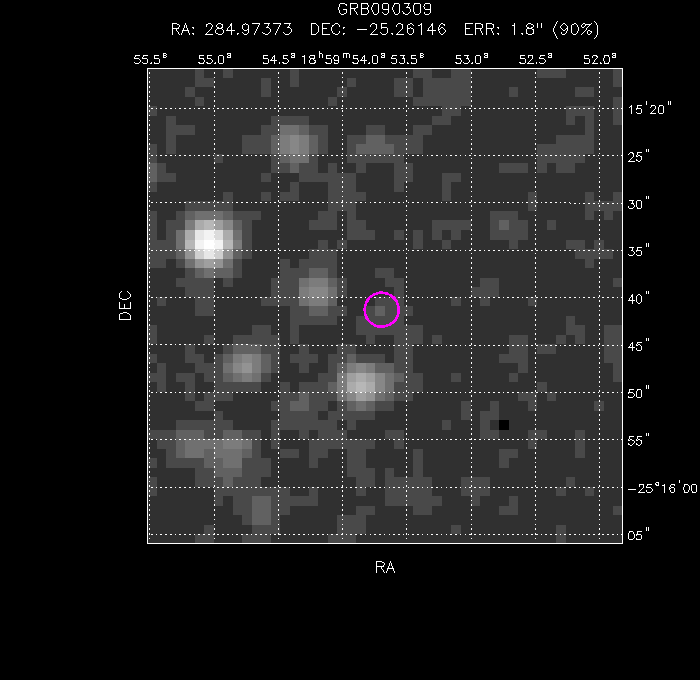 UVOT image with the final position