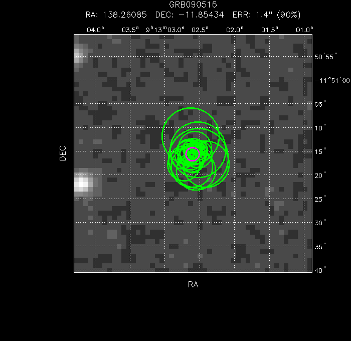 V-band image with the final position and all component positions