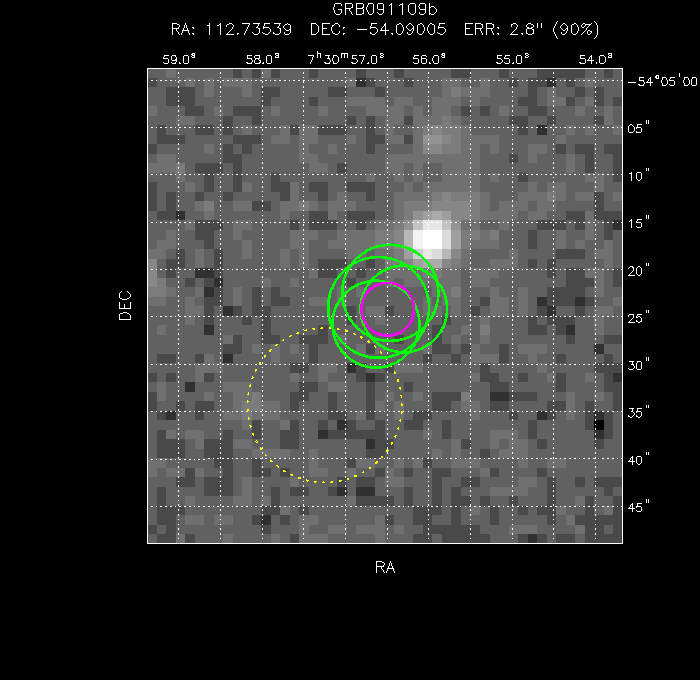 V-band image with the final position and all component positions