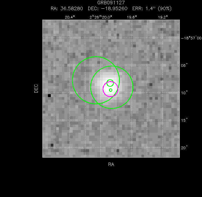 V-band image with the final position and all component positions