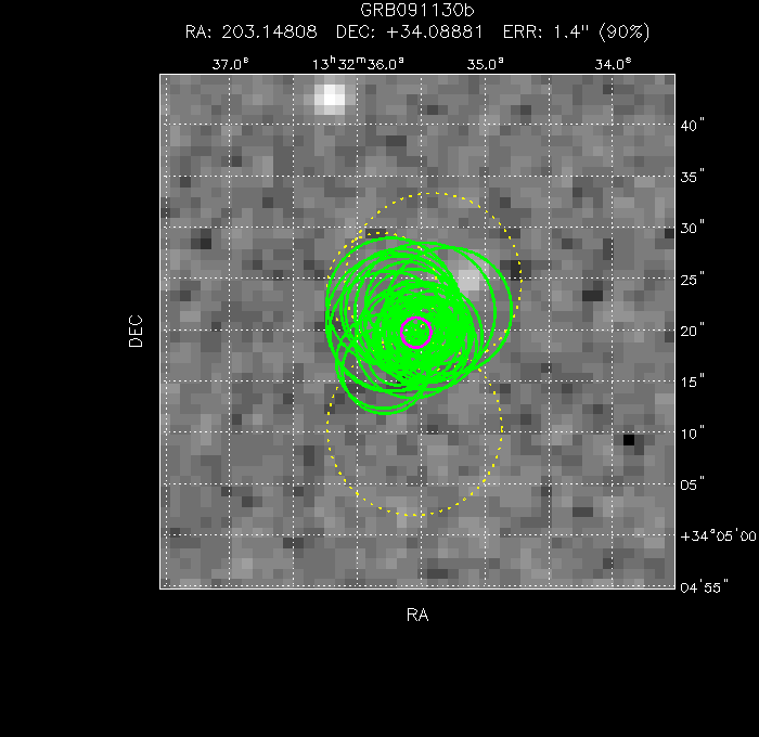 V-band image with the final position and all component positions