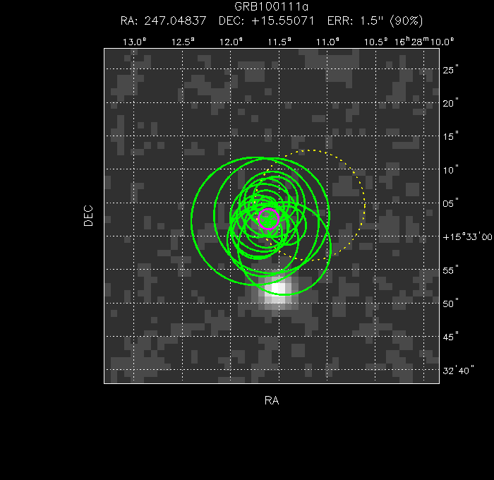 V-band image with the final position and all component positions