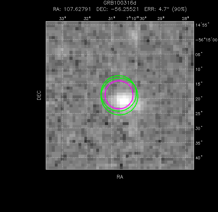 V-band image with the final position and all component positions