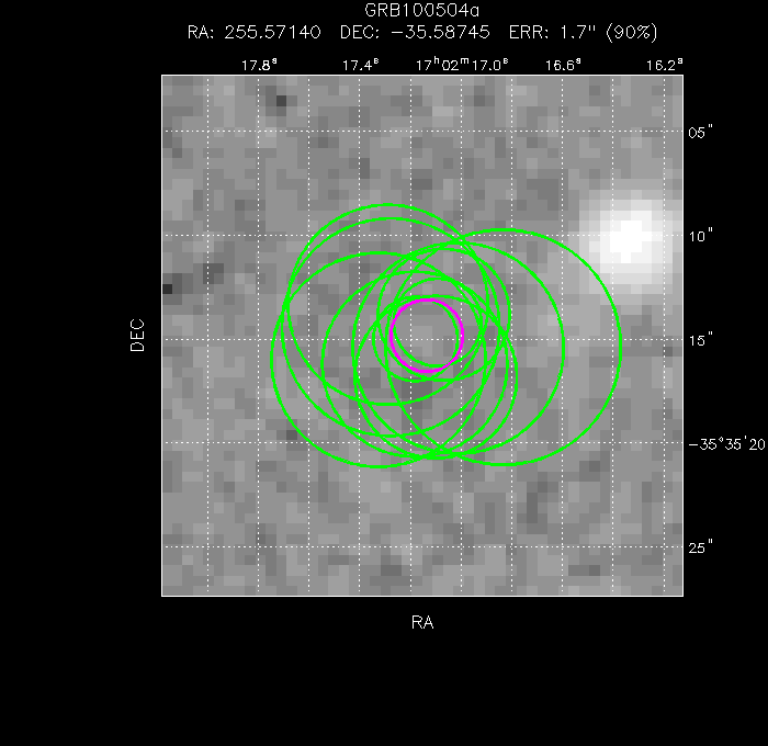 V-band image with the final position and all component positions