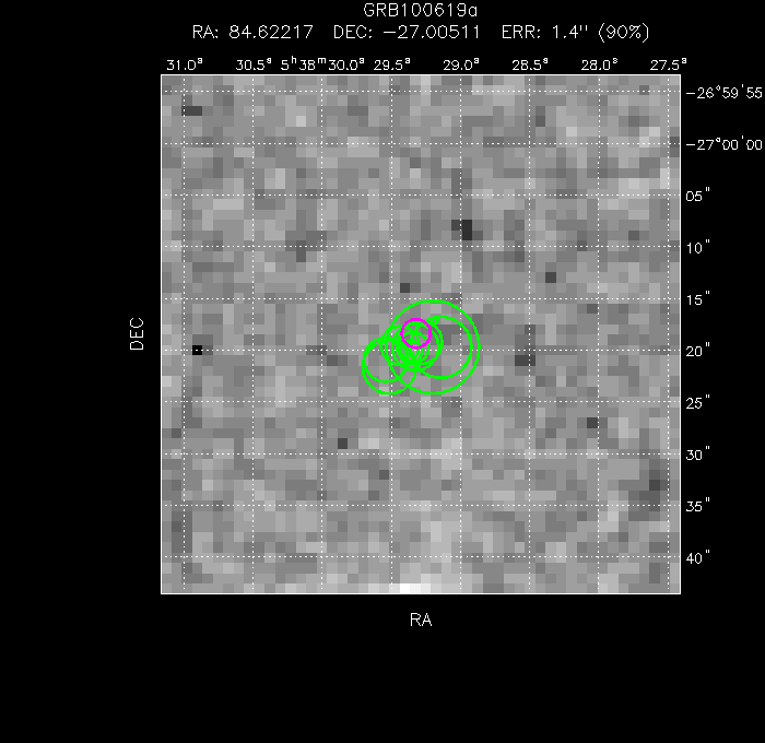 V-band image with the final position and all component positions