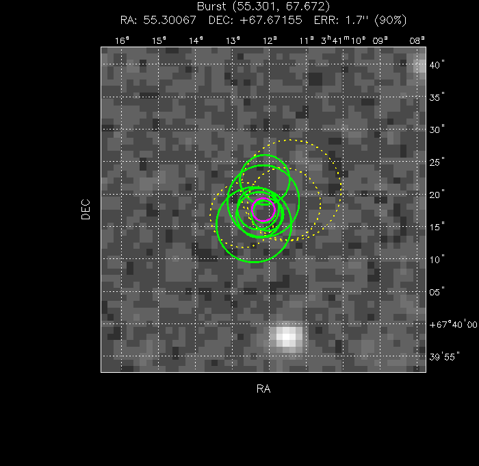 V-band image with the final position and all component positions