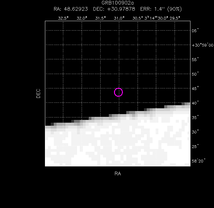 UVOT image with the final position