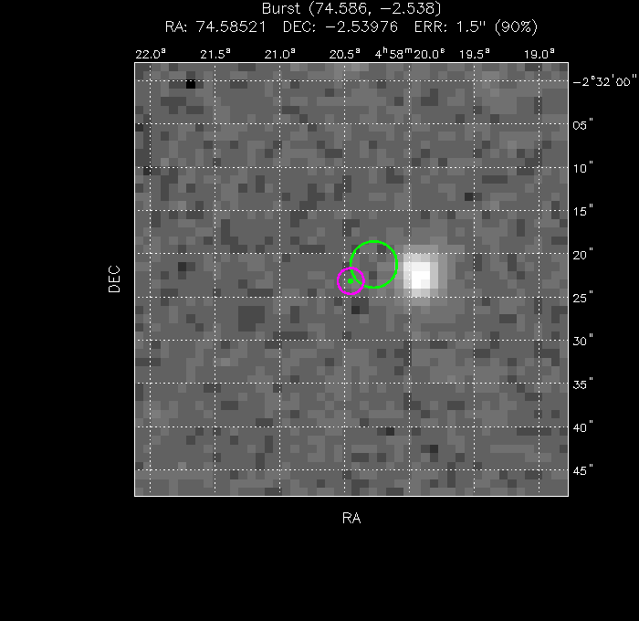 V-band image with the final position and all component positions