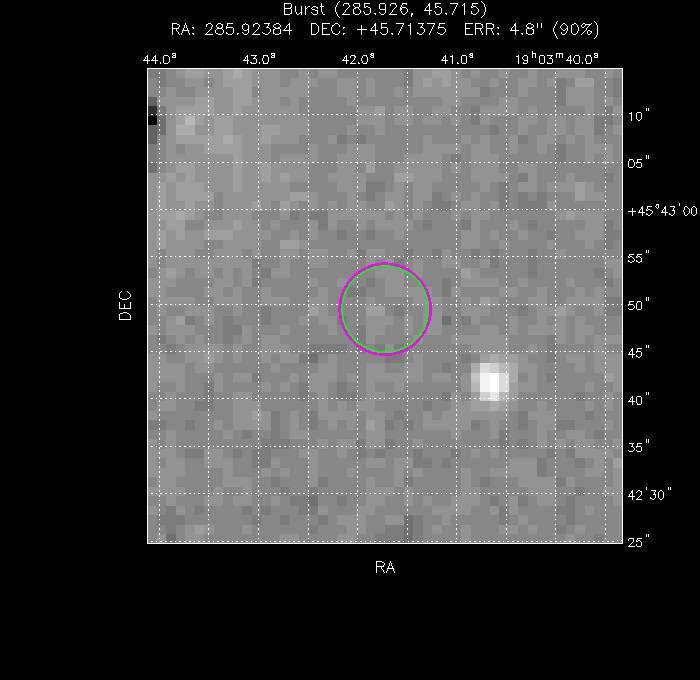 V-band image with the final position and all component positions