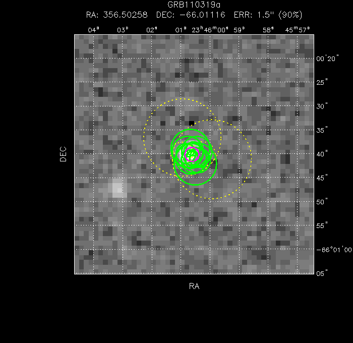 V-band image with the final position and all component positions