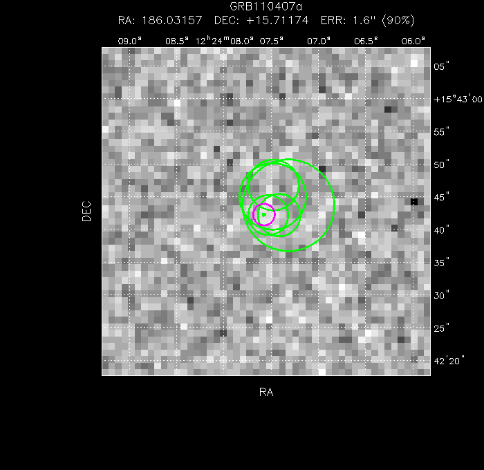 V-band image with the final position and all component positions