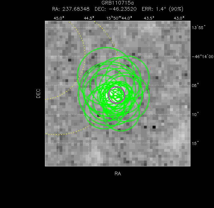 V-band image with the final position and all component positions