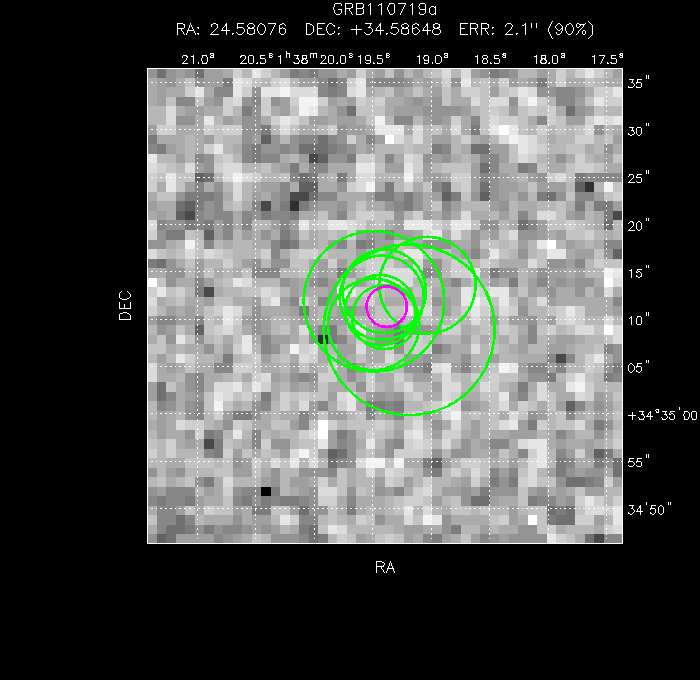 V-band image with the final position and all component positions